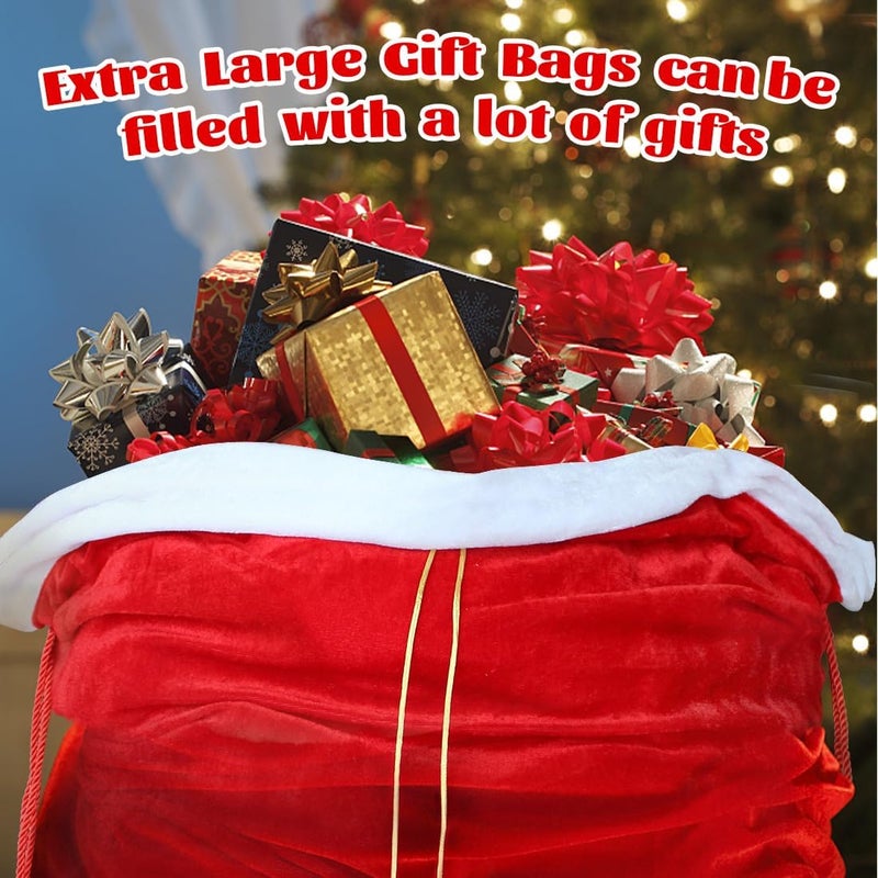 ZMCINER Giant Christmas Santa Sack Christmas Gift Bags with Cord Drawstring (36" x 25") for Indoor Xmas Give Decoration, Holiday Gift Decor, Giant Presents Gifts Wrap - Image 5